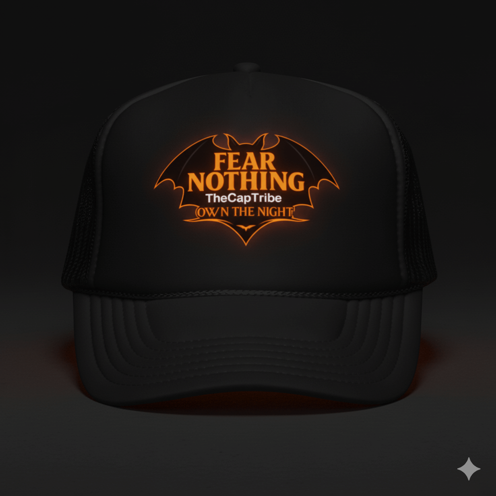 FEAR NOTHING | OWN THE NIGHT snapback hat by TheCapTribe™ — premium Halloween streetwear design.
