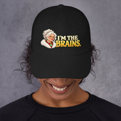 Woman wearing a Black Yupoong 6245CM dad hat with Mrs. Claus and I&