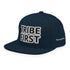 Front view of Tribe First snapback cap by TheCapTribe™, premium black streetwear hat with bold white embroidery